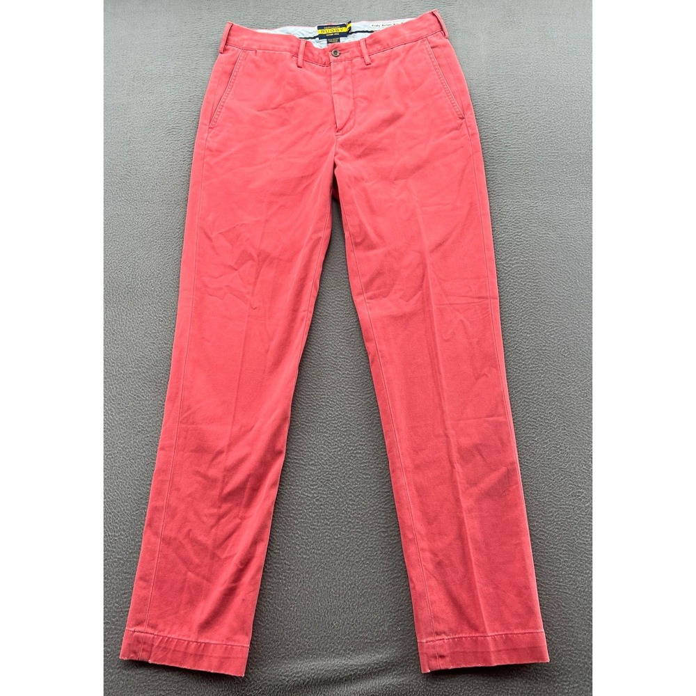 Ralph Lauren Rugby Pants Mens 32x32 Antique Slim Fit Chino Pants Coral Pink